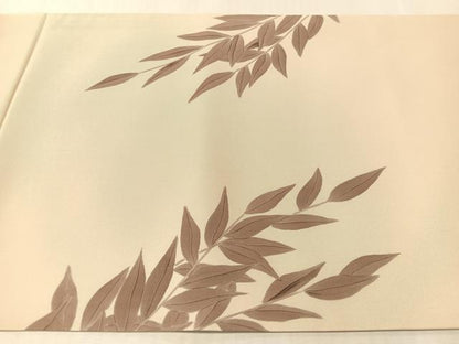 平和屋着物▼塩瀬　太鼓柄袋帯　手描き　枝葉文　正絹　逸品　CABL6182vp