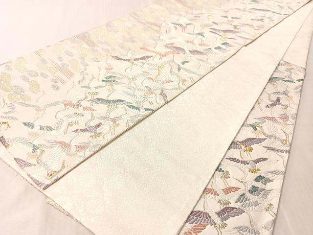 平和屋着物●六通柄袋帯 唐織 群鶴 金糸 正絹 逸品 CABL6184vp