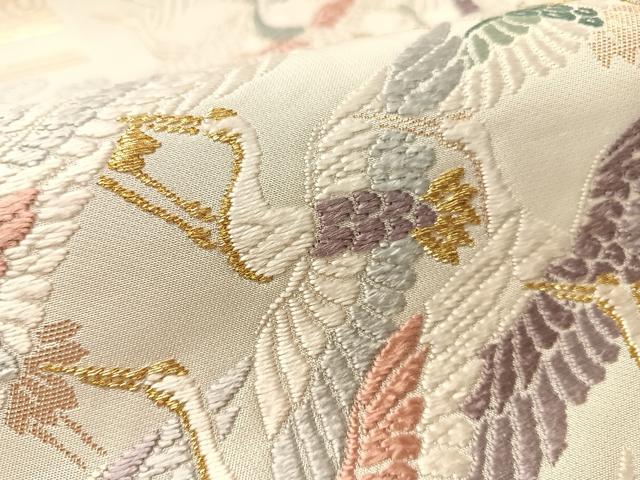 平和屋着物●六通柄袋帯 唐織 群鶴 金糸 正絹 逸品 CABL6184vp