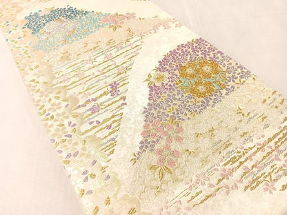平和屋着物●六通柄袋帯 振和音 遠山舞桜 金銀糸 正絹 逸品 CABL6185vp