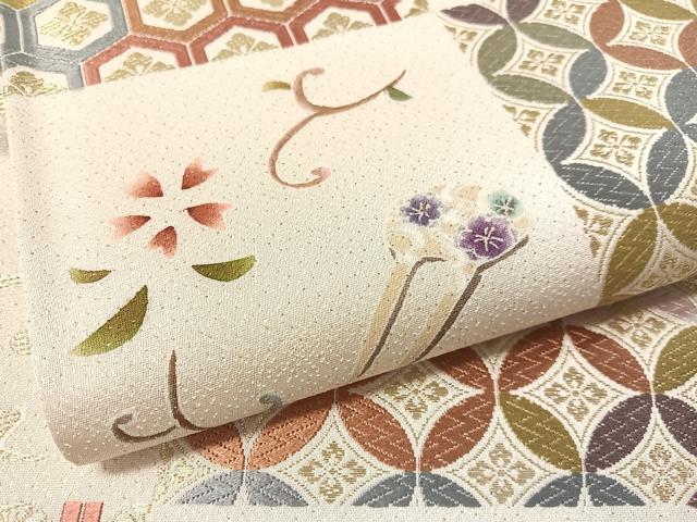 平和屋着物●六通柄袋帯　唐織　市松吉祥花簪　金糸　正絹　逸品　未使用　CABL6188vp