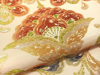 平和屋着物●六通柄　本袋帯　北欧花文錦　金銀糸　正絹　逸品　CABL6190vp