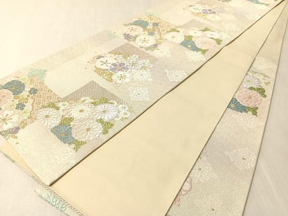 平和屋着物●六通柄袋帯　唐織　元禄宴秀麗花　金銀糸　正絹　逸品　CABL6191vp