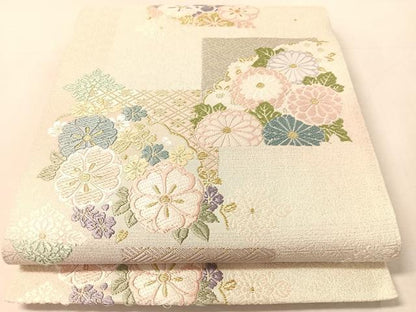 平和屋着物●六通柄袋帯　唐織　元禄宴秀麗花　金銀糸　正絹　逸品　CABL6191vp