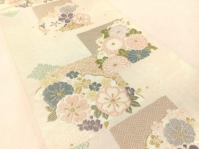 平和屋着物●六通柄袋帯　唐織　元禄宴秀麗花　金銀糸　正絹　逸品　CABL6191vp