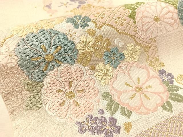 平和屋着物●六通柄袋帯　唐織　元禄宴秀麗花　金銀糸　正絹　逸品　CABL6191vp