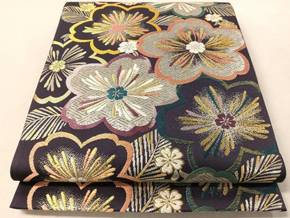 平和屋着物●六通柄袋帯　唐織　舞桜　金銀糸　正絹　逸品　CABL6193vp