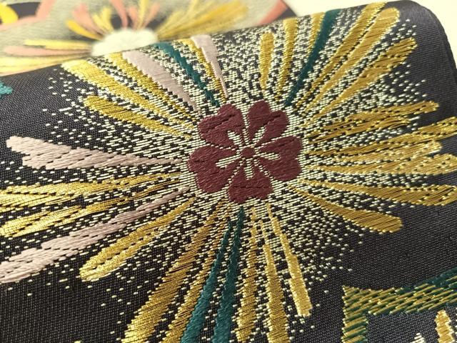 平和屋着物●六通柄袋帯　唐織　舞桜　金銀糸　正絹　逸品　CABL6193vp