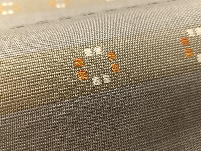 平和屋着物●六通柄袋帯　紬地　花織　幾何学文様　正絹　逸品　CABL6195vp
