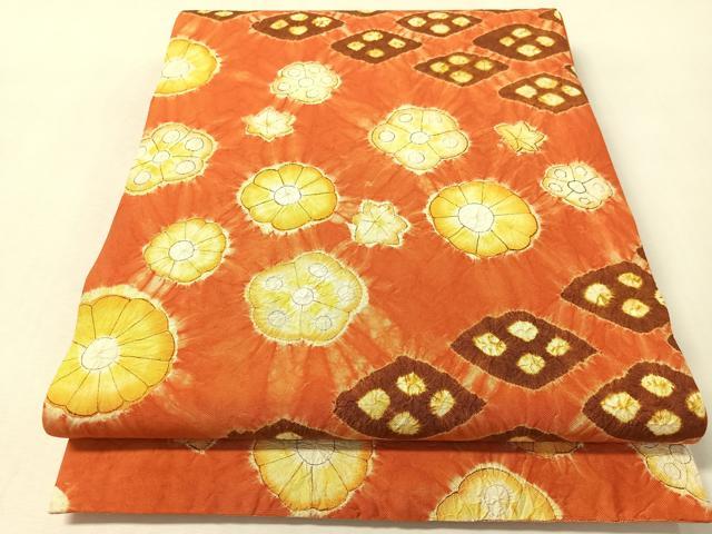 平和屋着物●全通柄袋帯　総絞り　菱花文　正絹　逸品　CABL6202vp