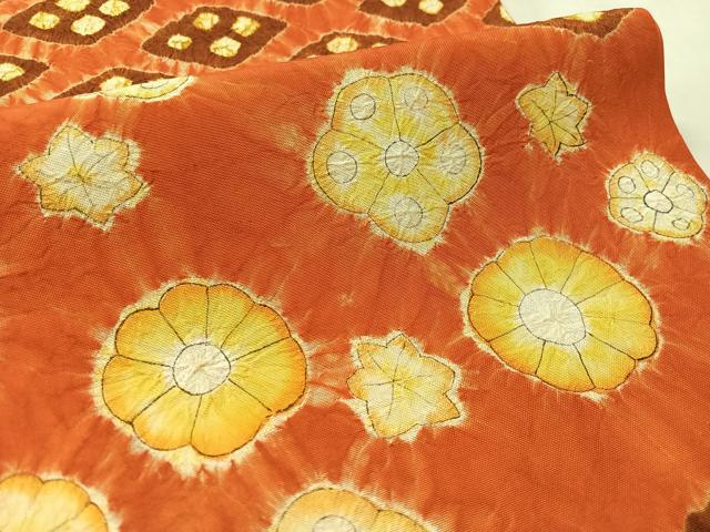 平和屋着物●全通柄袋帯　総絞り　菱花文　正絹　逸品　CABL6202vp