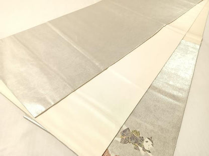平和屋着物●太鼓柄袋帯　如月寒椿　プラチナ箔　正絹　逸品　CABL6205vp