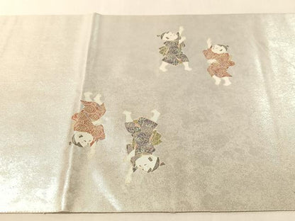 平和屋着物●太鼓柄袋帯　如月寒椿　プラチナ箔　正絹　逸品　CABL6205vp