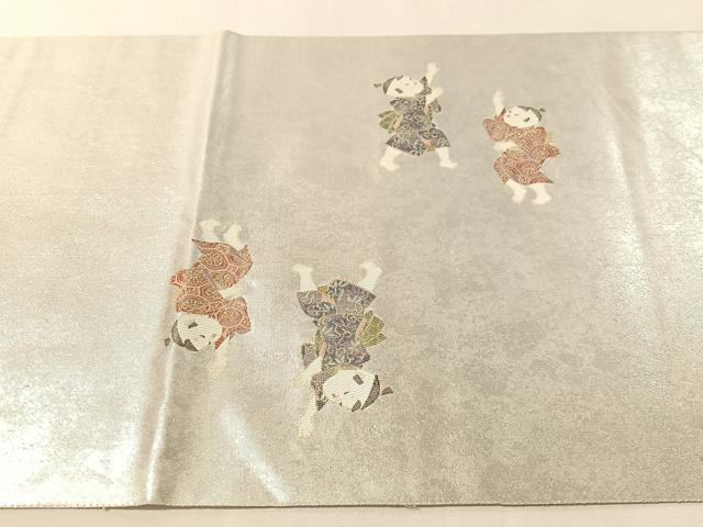 平和屋着物●太鼓柄袋帯　如月寒椿　プラチナ箔　正絹　逸品　CABL6205vp