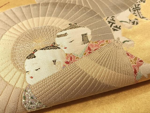 平和屋本店●西陣 長嶋成織物 ながしま帯 加賀友禅の巨匠 初代 由水十久 太鼓柄袋帯 瀞金錦 唐子遊び 本金箔 瀞金錦 正絹 逸品 CABL6208vp