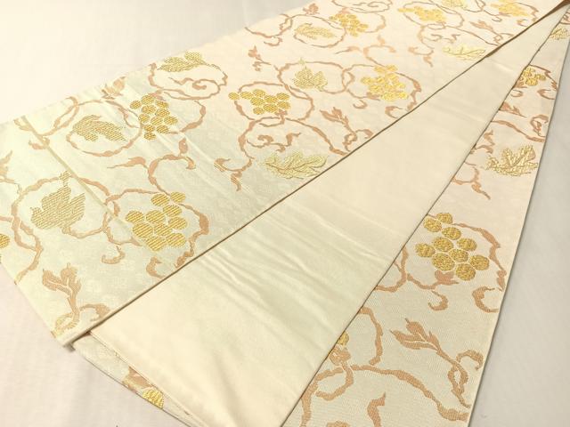 平和屋着物●全通柄　本袋帯　葡萄唐草文　金糸　正絹　逸品　CABL6210vp