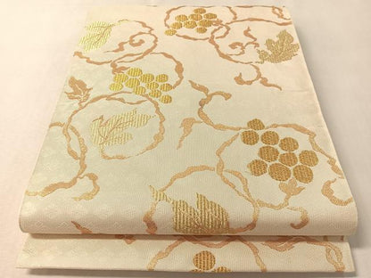 平和屋着物●全通柄　本袋帯　葡萄唐草文　金糸　正絹　逸品　CABL6210vp
