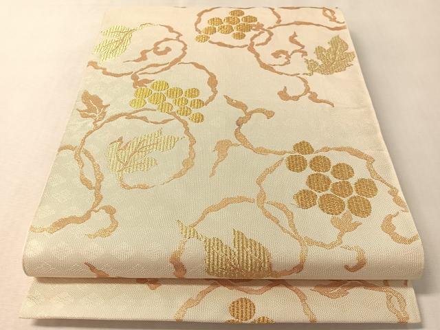 平和屋着物●全通柄　本袋帯　葡萄唐草文　金糸　正絹　逸品　CABL6210vp