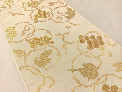 平和屋着物●全通柄　本袋帯　葡萄唐草文　金糸　正絹　逸品　CABL6210vp