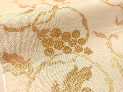 平和屋着物●全通柄　本袋帯　葡萄唐草文　金糸　正絹　逸品　CABL6210vp