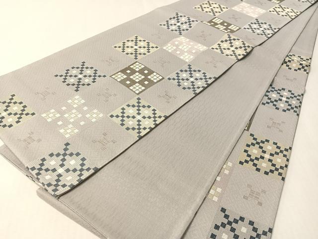 平和屋着物●六通柄袋帯　市松吉祥文　金糸　正絹　逸品　CABL6213vp