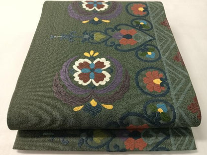 平和屋着物●六通柄袋帯　吉祥花間道　正絹　逸品　未使用　CABL6216vp