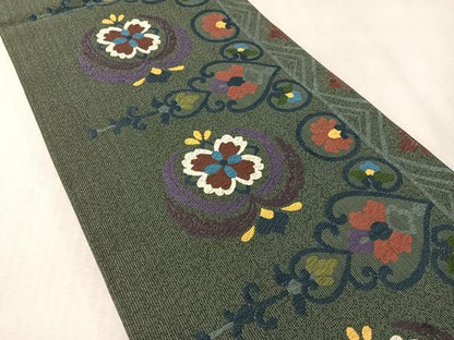平和屋着物●六通柄袋帯　吉祥花間道　正絹　逸品　未使用　CABL6216vp