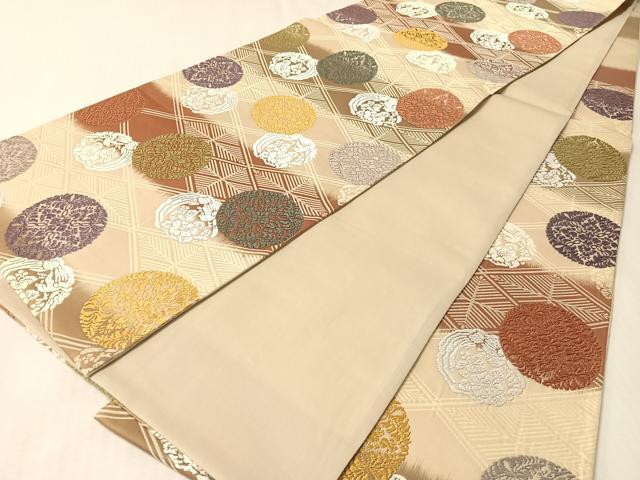 平和屋着物●六通柄袋帯　唐織　御部司　花丸文　正絹　逸品　CABL6217vp