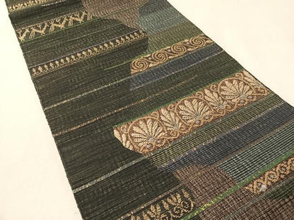 平和屋着物▽六通柄袋帯　スリーシーズン　春夏秋　横段吉祥花文　金彩　正絹　逸品　CABL6220vp