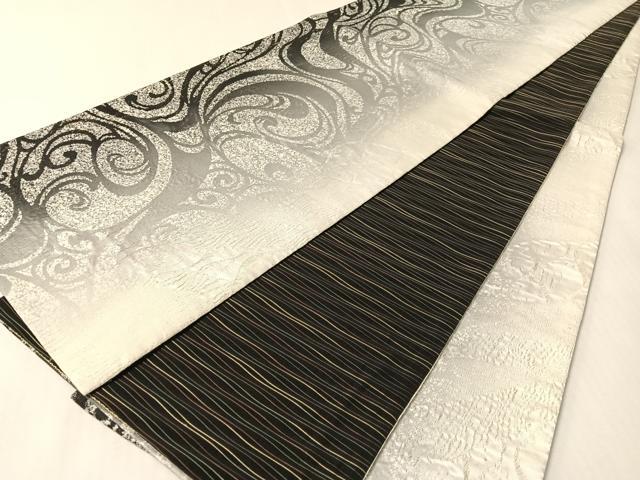 平和屋着物●両面　全通柄袋帯　流水文　金通し地　正絹　逸品　CABL6221vp