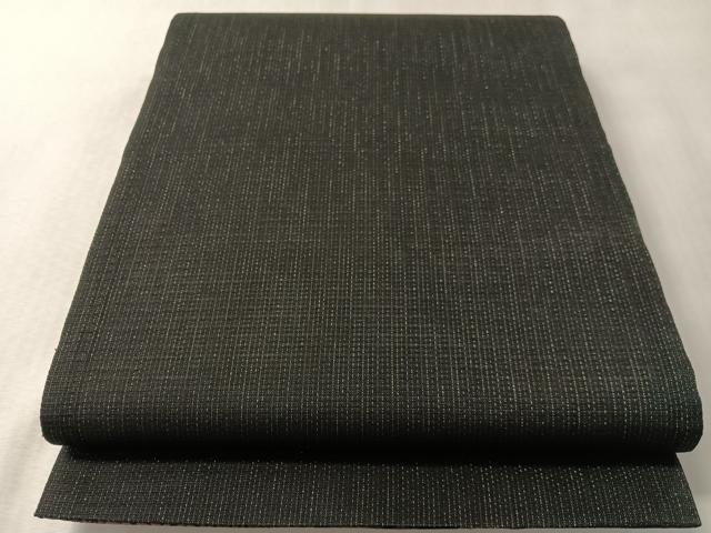 平和屋着物▽両面　六通柄袋帯　スリーシーズン　春夏秋　唐織　市松蔦の葉文　黒地　金糸　やまと誂製　正絹　逸品　CABL6226vp