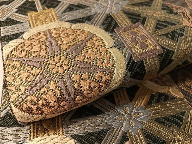 平和屋着物●本佐賀錦　六通柄袋帯　能美唐織　吉祥花間道　金糸　正絹　逸品　CABL6232vp