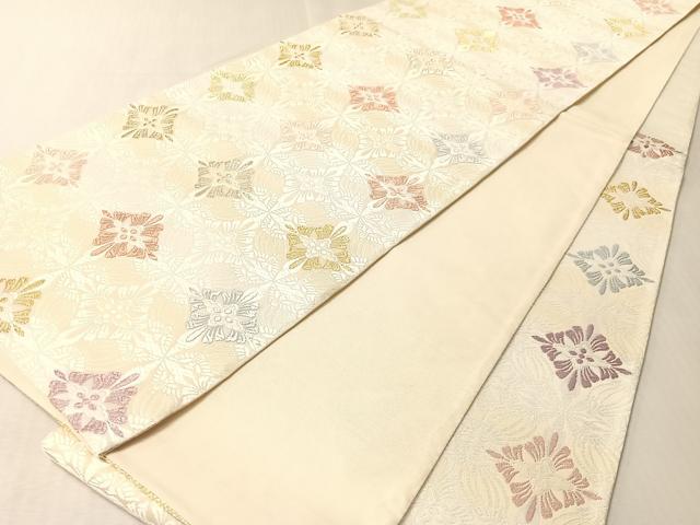 平和屋着物●六通柄袋帯　唐織　七宝花菱文　金銀糸　正絹　逸品　CABL6240vp