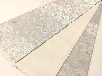平和屋着物●六通柄袋帯　唐織　能衣松竹梅段文　金銀糸　正絹　逸品　CABL6241vp