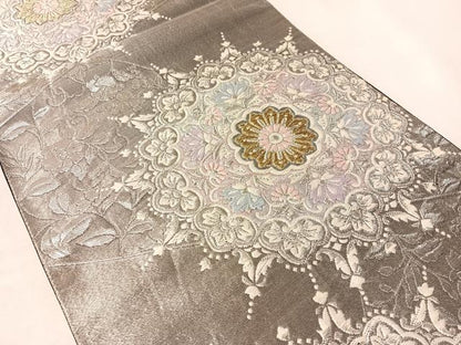 平和屋着物●六通柄袋帯　唐織　正倉院花文　金銀糸　正絹　逸品　CABL6245vp