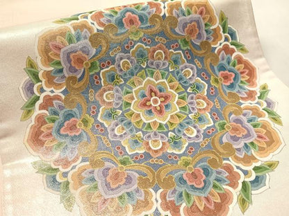 平和屋着物●西陣　太鼓柄袋帯　作家物　金銀糸　正絹　逸品　CABL6252vp