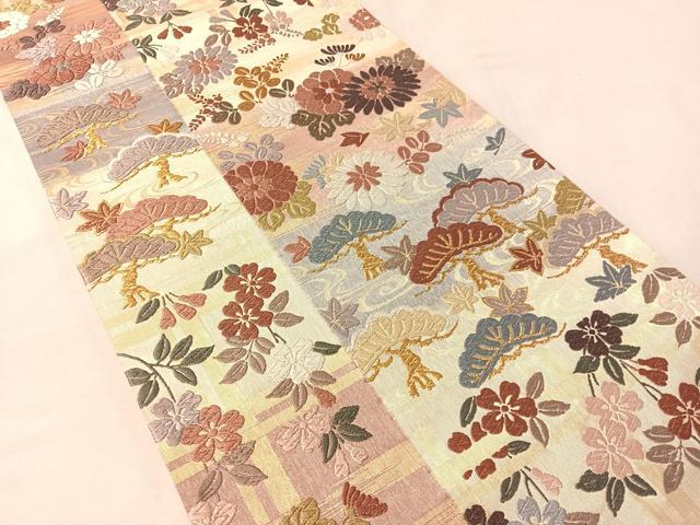 平和屋着物●六通柄袋帯　唐織　松萄桜　金糸　正絹　逸品　CABL6256vp