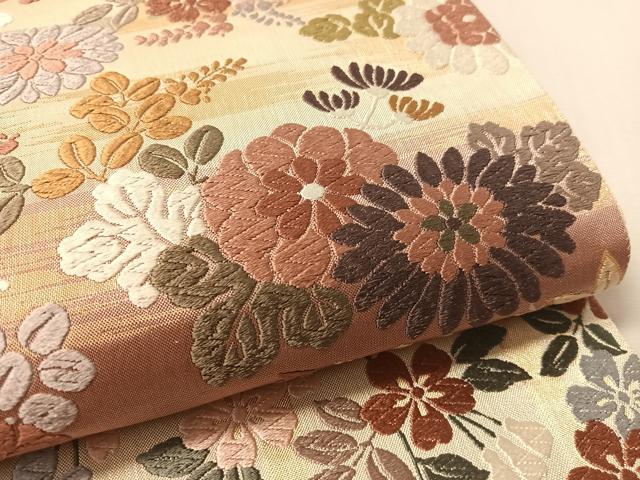 平和屋着物●六通柄袋帯　唐織　松萄桜　金糸　正絹　逸品　CABL6256vp