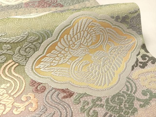 平和屋着物●六通柄袋帯　唐織　双鳥桐花菱文　金銀糸　正絹　逸品　CABL6257vp