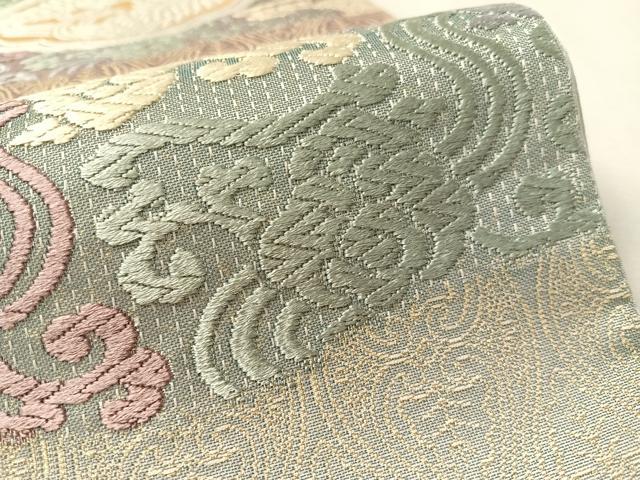 平和屋着物●六通柄袋帯　唐織　双鳥桐花菱文　金銀糸　正絹　逸品　CABL6257vp