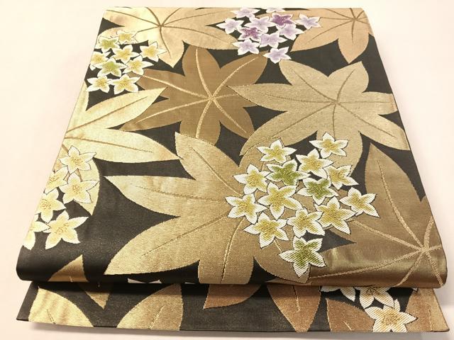 平和屋着物●島田順子　JUNKO SHIMADA　フランス芸術文化勲章受賞　六通柄袋帯　草花文　金糸　正絹　逸品　未使用　CABL6258vp