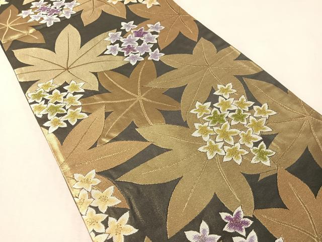 平和屋着物●島田順子　JUNKO SHIMADA　フランス芸術文化勲章受賞　六通柄袋帯　草花文　金糸　正絹　逸品　未使用　CABL6258vp