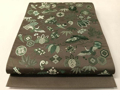 平和屋着物●西陣の老舗　1782年創業　山下織物　六通柄袋帯　唐織　飛鶴宝尽し　証紙付き　正絹　逸品　未使用　CABL6261vp