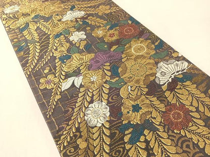 平和屋着物●六通柄袋帯　辻が花　ラメ糸　金糸　やまと誂製　正絹　逸品　CABL6262vp