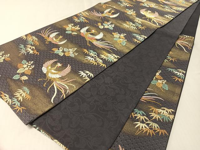 平和屋着物●六通柄袋帯　唐織　宮中御使用　伊予絹糸　桐竹鳳凰文　金糸　正絹　逸品　CABL6271vp