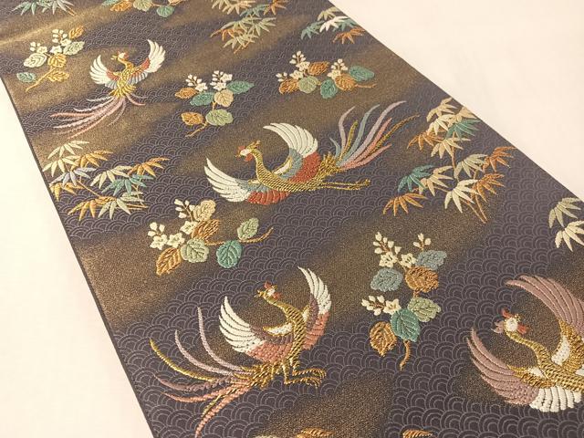 平和屋着物●六通柄袋帯　唐織　宮中御使用　伊予絹糸　桐竹鳳凰文　金糸　正絹　逸品　CABL6271vp