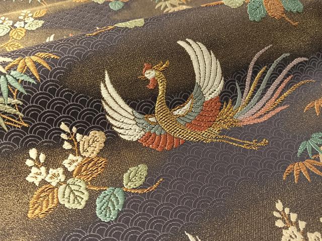 平和屋着物●六通柄袋帯　唐織　宮中御使用　伊予絹糸　桐竹鳳凰文　金糸　正絹　逸品　CABL6271vp