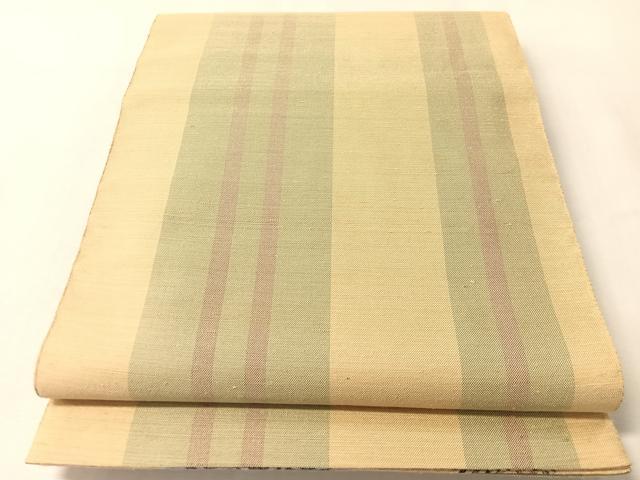 平和屋着物●両面 六通柄袋帯 紬地 幾何学間道 正絹 逸品 未使用 CABL6272vp