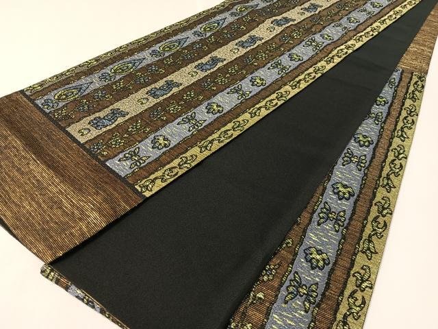 平和屋着物●西陣の名門織元　いづくら謹製　六通柄袋帯　コプト花間道　金糸　証紙付き　正絹　逸品　未使用　CABL6273vp
