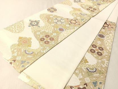 平和屋着物●六通柄袋帯　唐織　吉祥花文　金糸　正絹　逸品　CABL6282vp